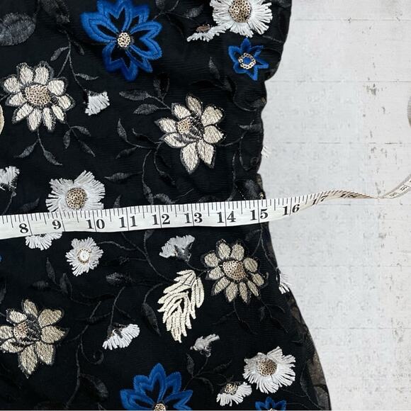 Miss Me Floral Embroidered Slip Dress Black Size M Whimsygoth Fairygoth witchy - Picture 9 of 14